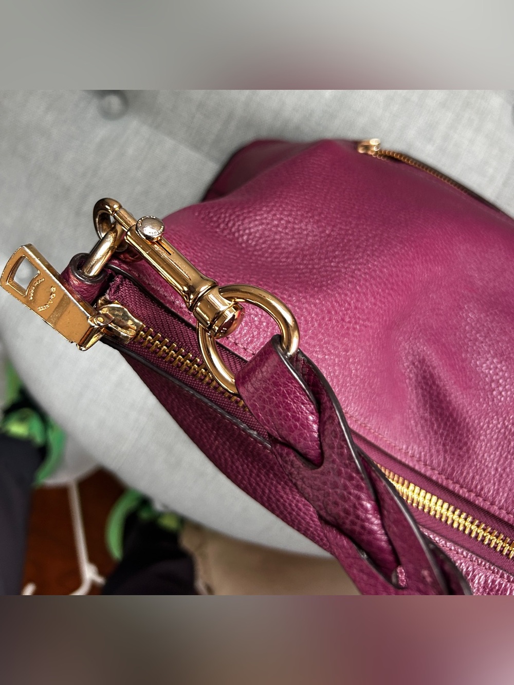 Coach Abby Duffle F31507 Dark Berry Pebbled Leather Hobo Shoulder Bag - Picture 5 of 16